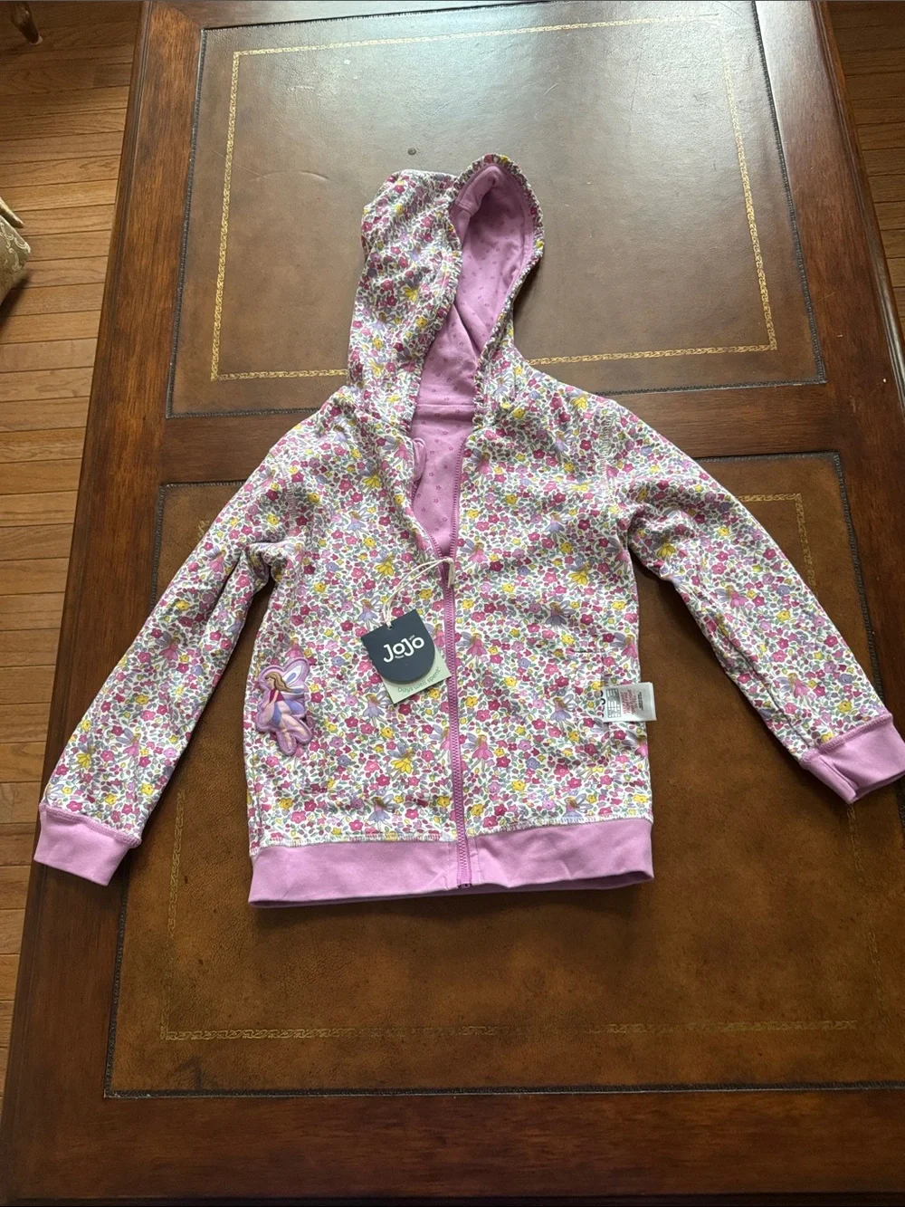 JoJo Maman Bébé Purple Fairy & Toadstool Appliqué Reversible Hoodie